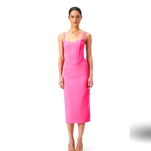 Bardot Pink Midi Dress - Picture 2 of 14